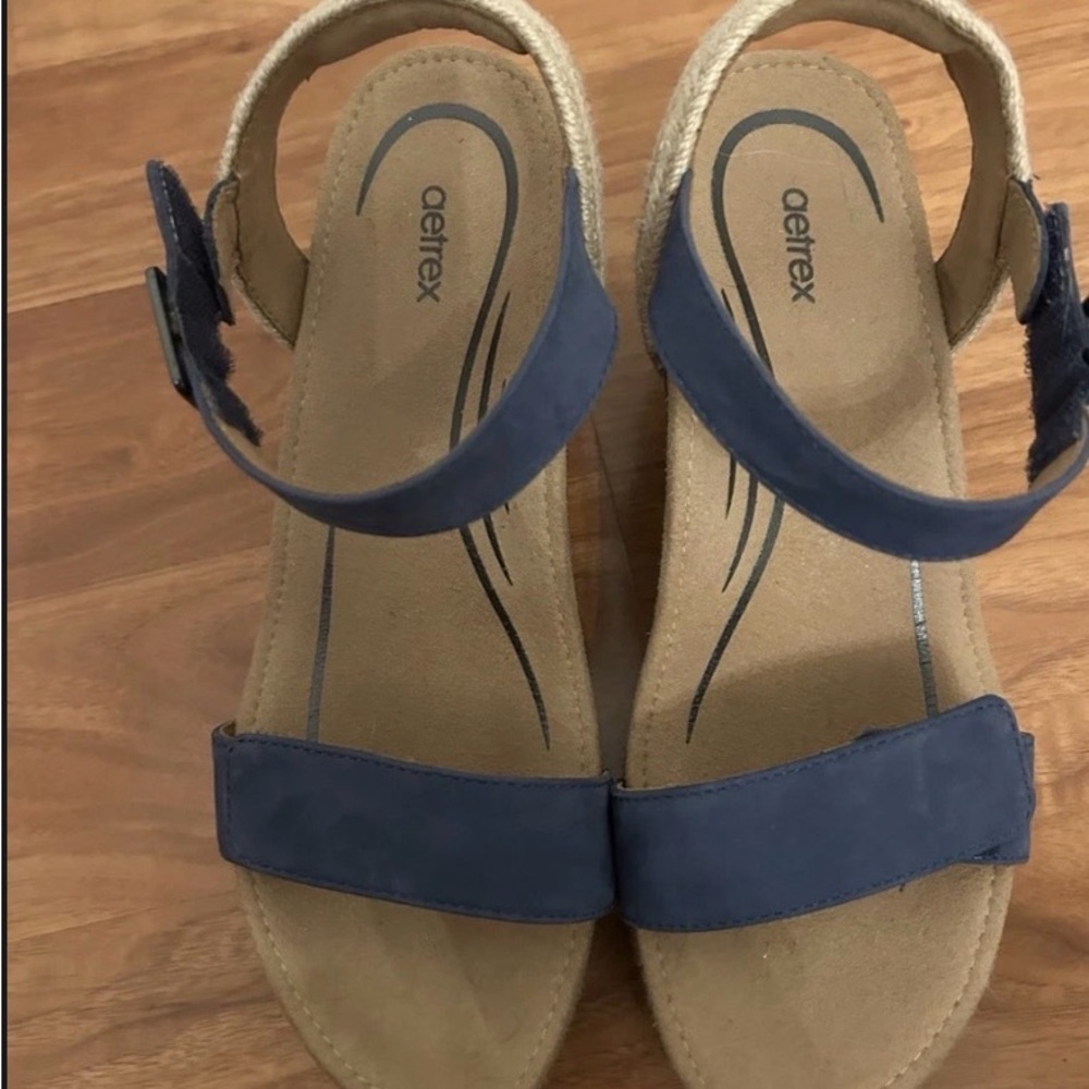 Aetrex Sydney Quarter Strap Espadrille Wedge sandal  8.5 - Picture 2 of 5